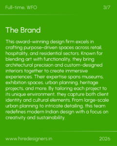 Green hero header with large 'The Brand' title and descriptive paragraph, plus the site URL at the bottom on a bold green background.