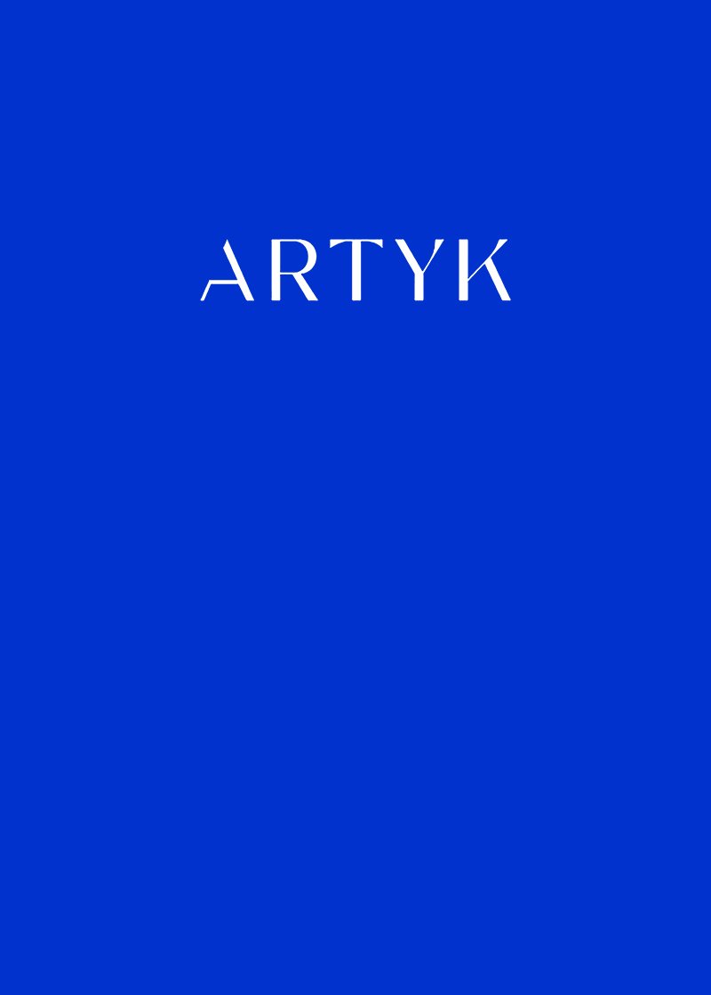 Brand logo: the word ARTYK in white on a solid royal blue background.