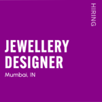Purple recruitment poster advertising a full-time, WFO Jewellery Designer position in Mumbai, IN; includes website www.hiredesigners.in and year 2026.