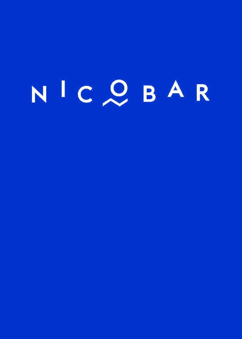 NICO BAR logo on a solid blue background.