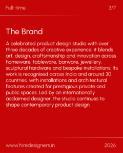 Red slide promoting The Brand: large white headline and paragraph, with 'Full-time' top-left and '3/7' top-right; footer shows site and year.
